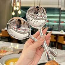 1PC/2pcs Large Stainless Steel Buffet Spoon, Large Serving Spoon, Party/Banquet/Buffet Spoon, Dishwasher Safe, Kitchen Silver Spoon, Practical Kitchen Gadgets For Family Use,School Supplies