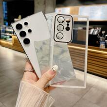 白色新款全包TPU软壳镜头保护手机壳DIY激光羽毛闪光卡纸保护壳兼容苹果、三星、小米、OPPO、红米、vivo等手机壳,国际版,非国内版 - 白色 - 查看 5