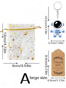 10 Sets Astronaut Space Party Favors With Astronaut Space Keychain, Star & Moon Shaped, Clear Organza Bags With Thank You Kraft Tags, For Party Supplies, School Rewards, Birthday, Wedding Gifts