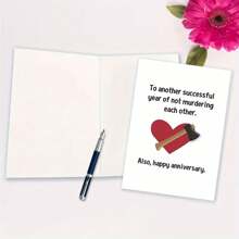 1pc Funny Wedding Anniversary Greeting Card - Warm Celebratory Greetings - Perfect Gift For Special Occasions,Christmas - Red - View 3