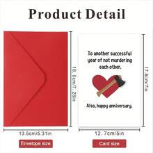 1pc Funny Wedding Anniversary Greeting Card - Warm Celebratory Greetings - Perfect Gift For Special Occasions,Christmas - Red - View 2