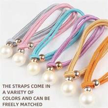 2入組珍珠飾帶簾扣，仿珍珠窗簾繩扣，適用於薄紗或透明窗簾