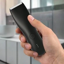Máy tỉa lông vùng bẹn & cơ thể, đầu tỉa thân thiện với da & lưỡi dao bằng lá, máy chải lông ướt khô chống thấm nước, máy cạo lông bóng có thể sạc lại cho nam - màu đen - Xem 4