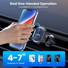 TOPK Magnetic Car Phone Holder [Upgraded] Super Strong Magnetic Dashboard Phone Mount With Nano Suction Cup For Car 360° Rotation (D37-C)
