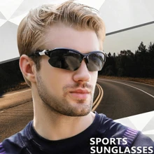 Kính thời trang phân cực thể thao dành cho nam, thích hợp cho đạp xe, chạy bộ, câu cá, kính bảo vệ ngoài trời nhẹ, thường ngày - Phim xám khung đen trắng - Xem 3