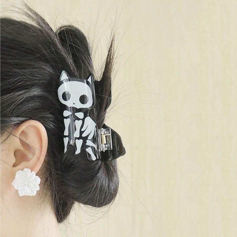 Halloween New Arrival Skull Cat Durable Simple & Cute Acrylic Hair Clip