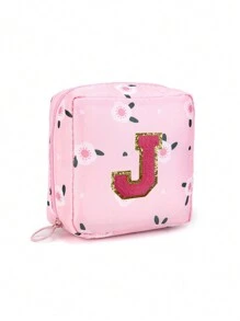 1 Pc Portable Sanitary Napkin Storage Bag - Large Capacity Waterproof Cartoon Design - Suitable For Girls In Their Menstrual Period! Waterproof Cosmetic Travel Bag, Coin Wallet, Teen Girl Cash Bag, Pink Flower 26 Letter Towel Embroidery, Adorable Multi-Purpose Storage Bag, Portable And Large Capacity Makeup Bag Makeup Bags Makeup Organizer Make Up Organizer Makeup Storage Makeup Pouch Make Up Pouch Make Up Bag - Pink - View 17