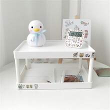 Desktop Storage Rack, Double-Layer Stationery Organizer, Office Desk Storage Box, File Holder - White - View 6