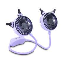 Ventilador Deportivo De Cuello Colgante Con Orejitas Flexible 1.5w - Morado / Negro - Ver 2