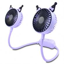 Ventilador Deportivo De Cuello Colgante Con Orejitas Flexible 1.5w - Morado / Negro - Ver 5