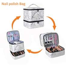指甲油收納袋可容納30瓶，雙層指甲油收納及指甲乾燥器(單個) - 白色 - 查看 5