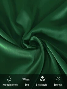 1pc Solid Color Satin Pillowcase Without Filler - Dark Green - View 3