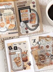 3pcs/Pack PET Waterproof Planner Stickers, Bread & Coffee Landscape Decorative Long Tapes, DIY Scrapbooking Cutting Stickers - Tuesday Channel - View 4