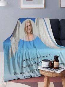 1 件定制法兰绒照片毯，适用于床，个性化纪念照片毯 - 个性化礼物，为失去亲人而赠送的纪念礼物，为失去爸爸妈妈奶奶爷爷丈夫而赠送的慰问礼物 - 丧亲礼物，定制纪念毯，多功能客厅沙发户外海滩露营