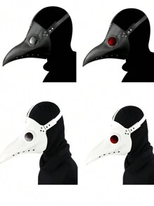 1 件深红色镜片瘟疫医生鸟嘴面具，派对/舞台表演/演出道具万圣节 - 黑色 - 查看 9