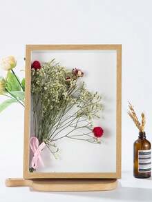 1 pieza Planta de flor seca Marco 3D Decorativo para mesa con marco de fotos con insecto de concha, Caja de exhibición de flores eternas de muestras DIY, Caja de exhibición de flores de regalo de rosa - Amarillo - Ver 6