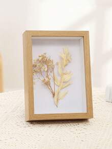 1 pieza Planta de flor seca Marco 3D Decorativo para mesa con marco de fotos con insecto de concha, Caja de exhibición de flores eternas de muestras DIY, Caja de exhibición de flores de regalo de rosa - Amarillo - Ver 7