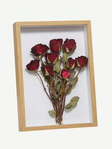 1 pieza Planta de flor seca Marco 3D Decorativo para mesa con marco de fotos con insecto de concha, Caja de exhibición de flores eternas de muestras DIY, Caja de exhibición de flores de regalo de rosa - Amarillo - Ver 10