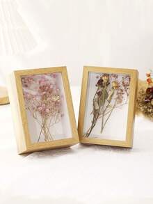 1 pieza Planta de flor seca Marco 3D Decorativo para mesa con marco de fotos con insecto de concha, Caja de exhibición de flores eternas de muestras DIY, Caja de exhibición de flores de regalo de rosa - Amarillo - Ver 8