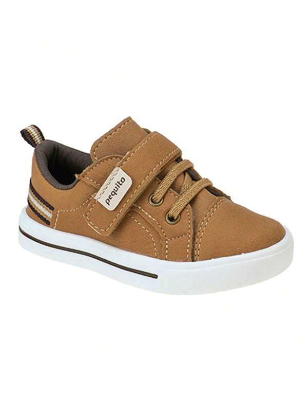 Tênis Masculino Infantil Menino Branco Calce-Fácil Listra Casual