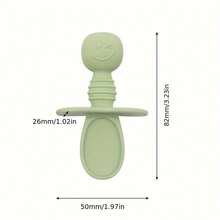 1 Cặp Thìa Và Nĩa Silicon Tay Cầm Ngắn Cho Trẻ Sơ Sinh Với Thiết Kế Hình Mặt Cười Để Dễ Cầm - Đỏ - Xem 6