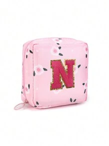 1 Pc Portable Sanitary Napkin Storage Bag - Large Capacity Waterproof Cartoon Design - Suitable For Girls In Their Menstrual Period! Waterproof Cosmetic Travel Bag, Coin Wallet, Teen Girl Cash Bag, Pink Flower 26 Letter Towel Embroidery, Adorable Multi-Purpose Storage Bag, Portable And Large Capacity Makeup Bag Makeup Bags Makeup Organizer Make Up Organizer Makeup Storage Makeup Pouch Make Up Pouch Make Up Bag - Pink - View 31