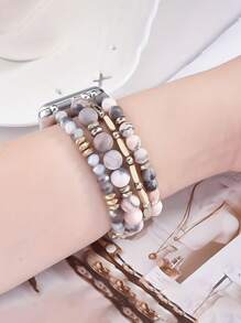 1 件天然石波西米亚风手链兼容 Apple Watch 表带 40mm/38mm/41mm 系列 9 8 7 SE 系列 6/5/4 女式时尚可爱手工水晶珠弹性表带兼容 Apple Watch 表带系列 3/2/1 女式替换 Apple Watch 表带 - 多色 - 查看 3