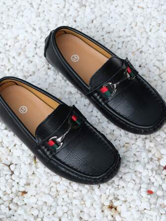 (Handmade Leather Shoes) Boys' Classic Buckle Loafers With Handmade From Genuine Leather; Casual Slip-On Low Top Sneakers; Lightweight Comfortable Non Slip Flat Shoes For All Seasons; Real Photos Not PS, Top Quality, Highly Recommended(Please Pay Attention To The Product Size Chart When Purchasing))