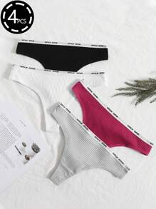 DORSU Yoga 4pcs/Lot Letter Pattern Low-Rise Seamless T-Back Sexy Underwear Sports - Multicolor - View 1