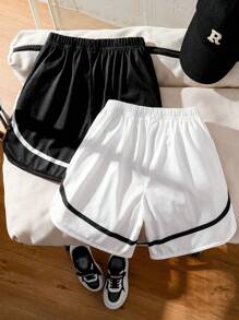 2pcs/Set Tween Boys' Letter Print Shorts - Multicolor - View 2