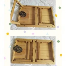 Bed With Adjustable Lifting Legs Computer Desk Slouchy Laptop Folding Desk Suitable For Student Dormitory Bed Study Desk - Mustard Yellow - View 5