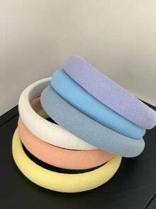 1pc Multicolor Gentle Cream Color Headband, Versatile Candy Color Sponge Hairband, Stylish Hair Accessories For Women - Multicolor - View 3