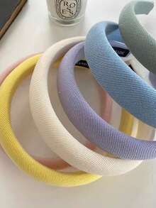 1pc Multicolor Gentle Cream Color Headband, Versatile Candy Color Sponge Hairband, Stylish Hair Accessories For Women - Multicolor - View 4