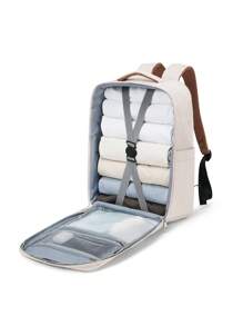 手提行李袋 40*25*20 輕巧設計，適用於女士商務出差行李袋、大學生上下班通勤、商務電腦15英寸筆記本電腦，適用於商務露營學校度假短途旅遊的行李整理袋，女士包袋和男士禮品、戶外禮品，針對女士的大容量旅行背包，旅行必備品 - 米色 - 查看 6