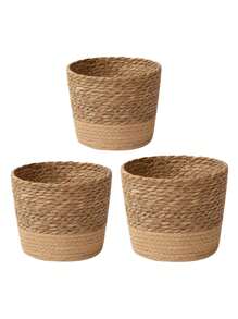 Nueva maceta tejida de paja de mar estilo nórdico, maceta de ratán, cesta de decoración del hogar, cesta de almacenamiento de plantas multifuncional para el jardín (el tamaño real puede variar ligeramente)