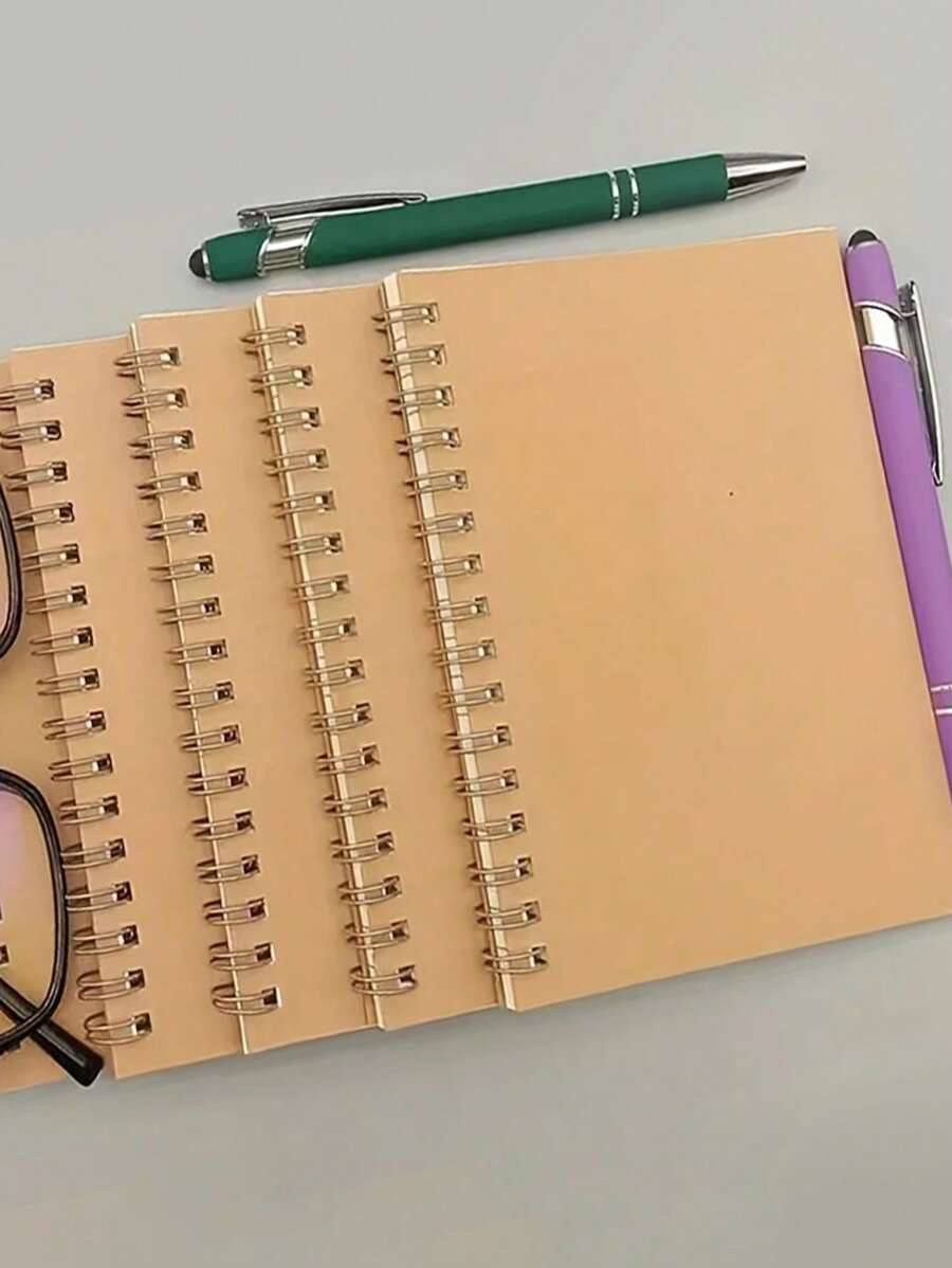 1 件软封面螺旋线圈笔记本、横向速写本、备忘录记事本日记本计划用文具办公学校用品、学校用品、返校 - 卡其色 - 查看 1