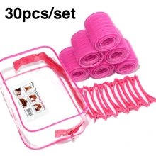 30 件/套自握式无热卷发滚筒卷发器DIY 女士发型设计配件，美发工具 - 彩色 - 查看 13