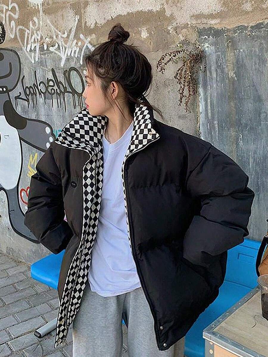 Ropa de algodón de las mujeres mujeres de invierno engrosamiento nuevo pan ropa chaqueta de algodón oversize chaqueta de abrigo de algodón - Negro - Ver 1