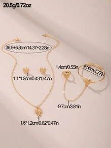 5 件套奢华金属质感蝴蝶、星星、蝴蝶结、眼睛、花朵项链、耳环、手链、戒指首饰套装，适合女孩、礼物