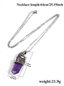 1pc Vintage Natural Stone Crystals Necklace For Men Women Reiki Moon Charm Sword Shape Pendant Healing Black Obsidian Labradorite Opal Fluorite Labradorite Crystal Healing Reiki Halloween Jewelry Gifts H464 - Necklace - View 8