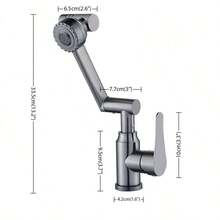 1pc Stainless Steel Lucky Cat Faucet With Rotatable Hot And Cold Water For Bathroom/Kitchen, Gray - Grey - View 2