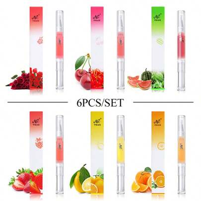 6入組指甲營養油筆，指甲護理油修復指甲剪皮油，增強手部指甲生長營養護理，預防青甲，補充指甲營養滋潤皮膚6種香味可選