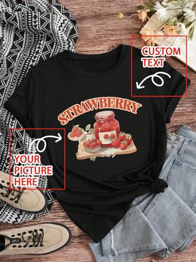 Customized Plus Size Women T-Shirt - Add Your Own Text/Image (Badge/Company Logo/Family Photo/Selfie)