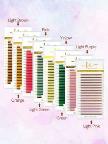 SONG LASHES Extensiones de pestañas arcoíris de 16 filas de alta calidad para pestañas de Color rosa claro Puple marrón claro verde claro,pestañas pestans extensiones de pestañas, pestañas de fiesta - Multicolor - Ver 2