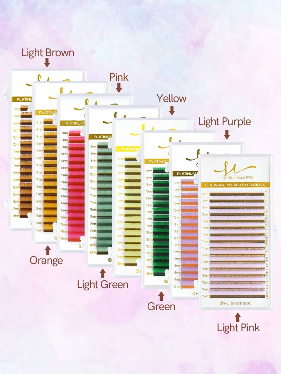 SONG LASHES Extensiones de pestañas arcoíris de 16 filas de alta calidad para pestañas de Color rosa claro Puple marrón claro verde claro,pestañas pestans extensiones de pestañas, pestañas de fiesta