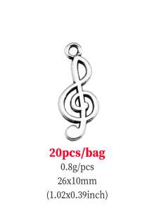 20 piezas de 26x10mm (1,02x0,39 pulgadas) Dijes de nota musical treble para bricolaje, dijes para mujer para hacer joyería