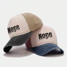 Mũ bóng chày khối màu với thiết kế đau khổ, Mũ chống nắng thể thao thời trang, Mũ bố có thể điều chỉnh cho cả nam và nữ - Không có con dấu - Xem 1