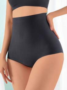 女士性感高腰三角褲，加厚墊屁股提臀，無縫創形，臀部增強 - 黑色 - 查看 4