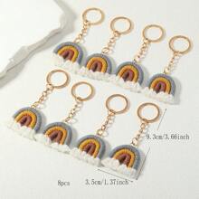 Set de 8 llaveros trenzados a mano con arcoíris, suministros escolares, regalos para maestros, accesorios para maestros de regreso a la escuela