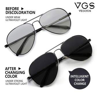  1 pieza Gafas de sol fotocromáticas para hombres Vegoos, clásicas, antirreflectantes, polarizadas para conducir, pescar, uso diurno y nocturno, elegantes, accesorios de playa, gafas de sol para verano, vacaciones, exterior, viajes
